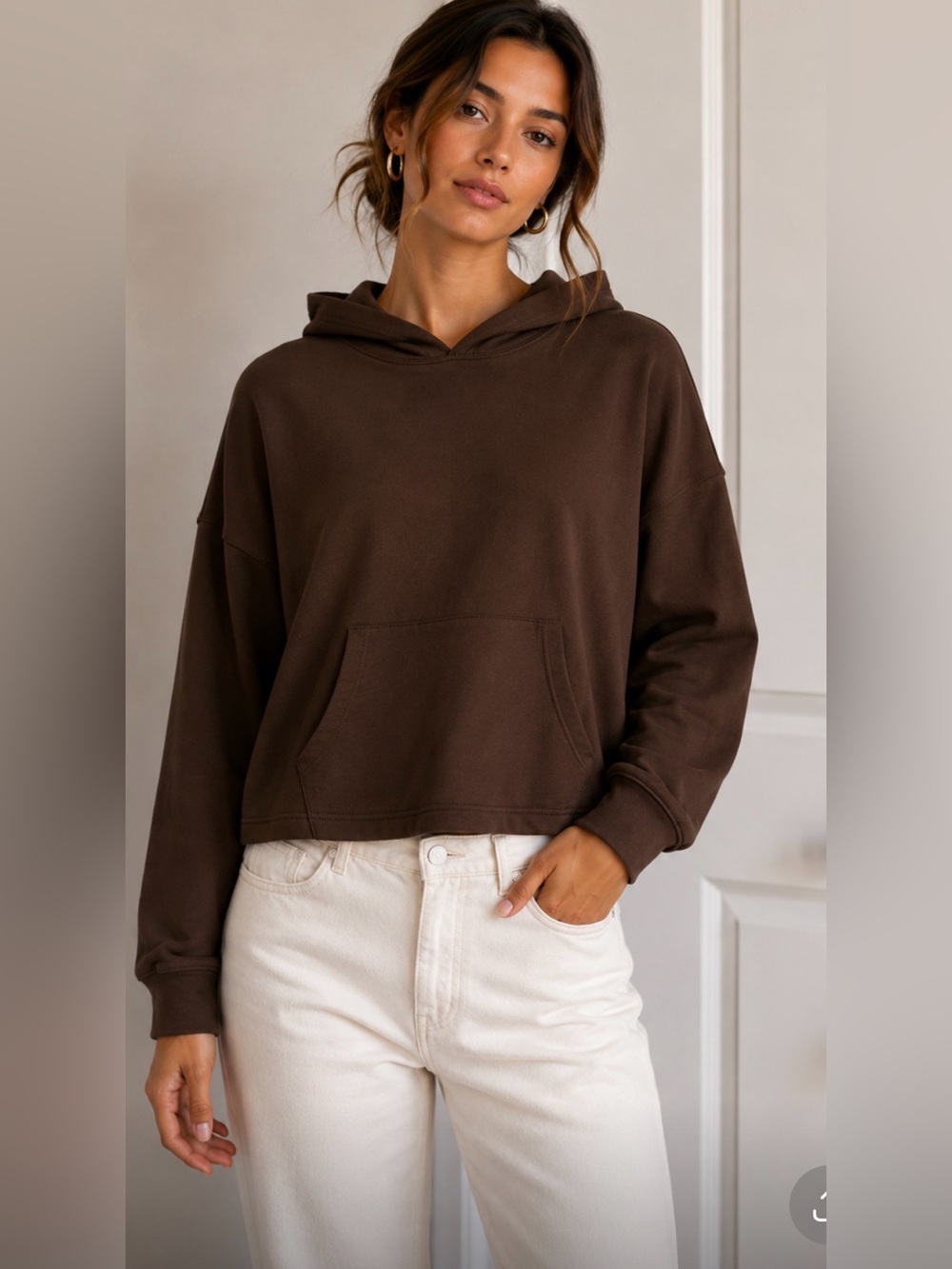 Double Zero Women's Cropped Hooded Sweatshirt - Brown